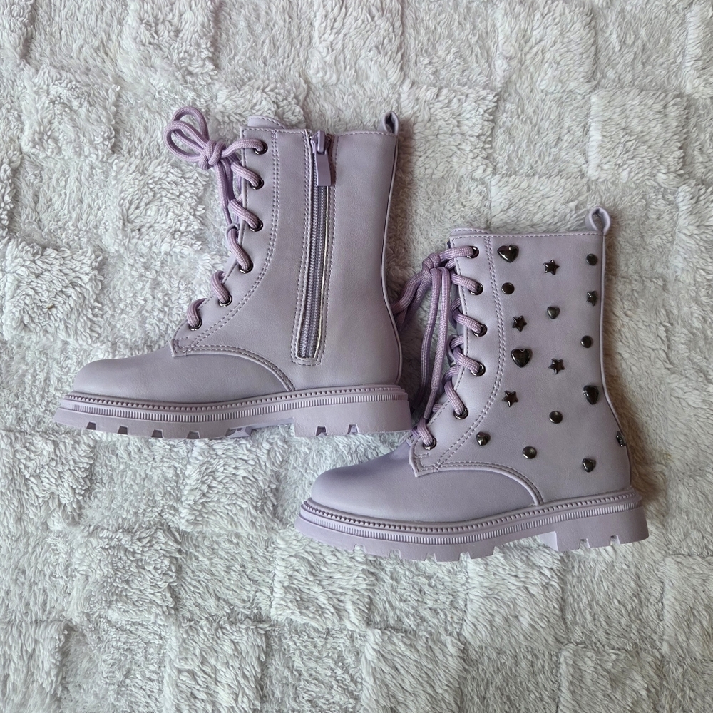 NWT Olivia Miller Kids Purple Studded Ankle Boots, Size 8 M
